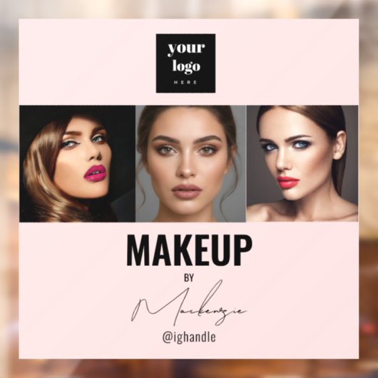 Blush Pink Script Logo Photo Makeup Studio Window  Raamsticker (Vel 2)