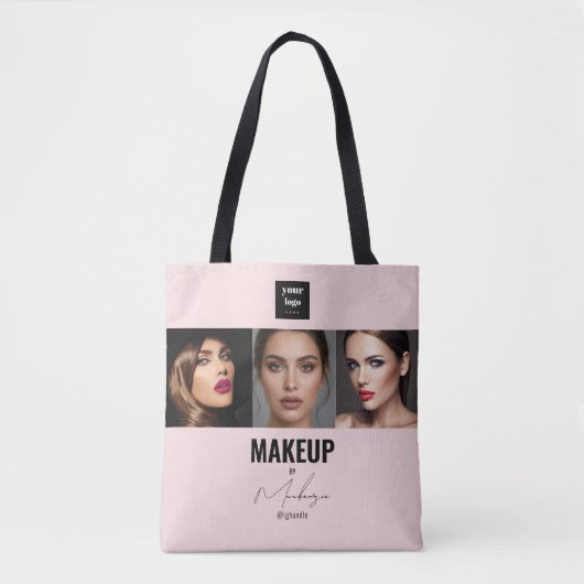 Blush Pink Script Logo Photo Makeup Studio Window Tote Bag (Voorkant)