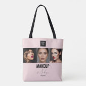 Blush Pink Script Logo Photo Makeup Studio Window Tote Bag (Achterkant)