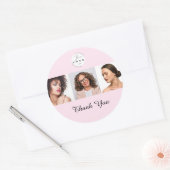Blush Pink Script Logo Photo Makeup Thank You Ronde Sticker (Envelop)