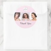 Blush Pink Script Logo Photo Makeup Thank You Ronde Sticker (Tas)