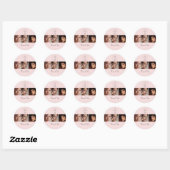 Blush Pink Script Logo Photo Makeup Thank You Ronde Sticker (Vel)