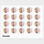 Blush Pink Script Logo Photo Makeup Thank You Ronde Sticker (Vel)