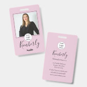 Blush Pink Script Logo Photo Nails Badge (Voor- en achterkant)