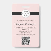 Blush Pink Script Logo Photo QR Code Makeup Badge (Back)