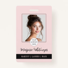 Blush Pink Script Logo Photo QR Code Makeup Badge