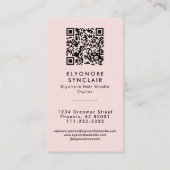 Blush Pink Script Logo QR Code Hair Extension Visitekaartje (Achterkant)