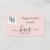 Blush Pink Script Logo QR Code Hair Extension Visitekaartje (Voorkant)