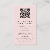 Blush Pink Script Logo QR Code Lashes  Visitekaartje (Achterkant)