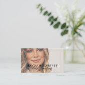 Blush Pink Script Logo QR Code Photo Business Card Visitekaartje (Staand voorkant)