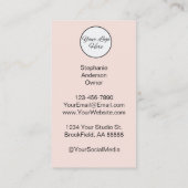 Blush Pink Script Logo QR Code Photo Business Card Visitekaartje (Achterkant)