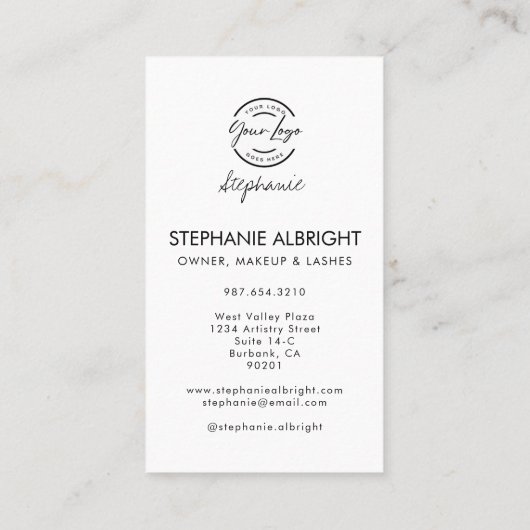 Blush Pink Script Logo QR Code Photo Lashes Studio Visitekaartje (Achterkant)