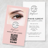 Blush Pink Script Logo QR Code Photo Lashes Studio Visitekaartje