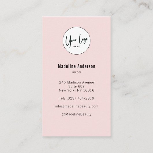 Blush Pink Script Logo QR Code Photo Lashes Studio Visitekaartje (Achterkant)