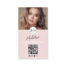Blush Pink Script Logo QR Code Photo Lashes Studio