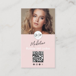 Blush Pink Script Logo QR Code Photo Lashes Studio Visitekaartje