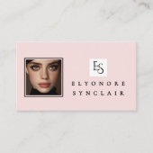 Blush Pink Script Logo QR Code Photo Lashes Visitekaartje (Voorkant)