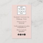 Blush Pink Script Logo QR Code Photo Makeup  Busin Visitekaartje (Achterkant)