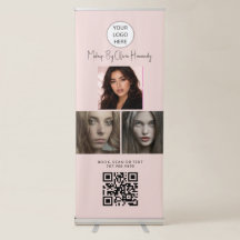 Blush Pink Script Logo QR Code Photo Makeup