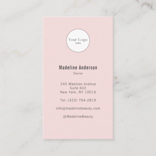 Blush Pink Script Logo QR Code Photo Makeup Visitekaartje (Achterkant)