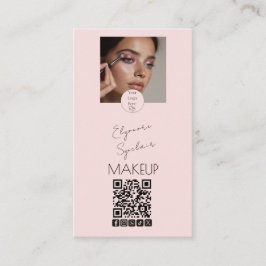 Blush Pink Script Logo QR Code Photo Makeup Visitekaartje