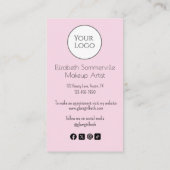 Blush Pink Script Logo QR Code Photo Makeup  Visitekaartje (Achterkant)