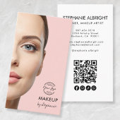 Blush Pink Script Logo QR Code Photo Makeup Visitekaartje
