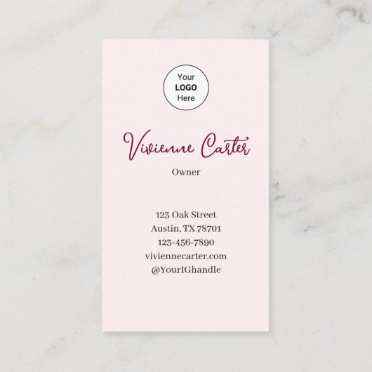 Blush Pink Script Logo QR Code Photo Makeup Visitekaartje (Achterkant)