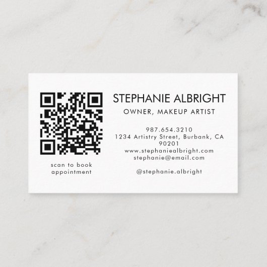 Blush Pink Script Logo QR Code Photo Makeup Visitekaartje (Achterkant)