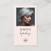 Blush Pink Script Logo QR Code Photo Makeup Visitekaartje (Voorkant)