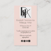 Blush Pink Script Logo QR Code Photo Makeup  Visitekaartje (Achterkant)