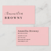 Blush Pink-script | Minimalistisch modern elegant Visitekaartje (Voorkant / Achterkant)