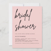Blush Pink Script Modern Bridal Shower Invitation Kaart (Voorkant)