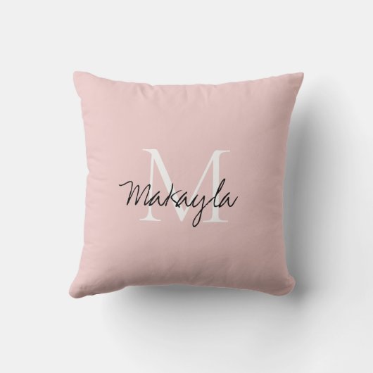 Blush Pink Script-monogram Kussen (Achterkant)