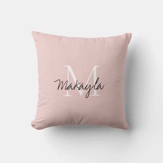 Blush Pink Script-monogram Kussen (Voorkant)