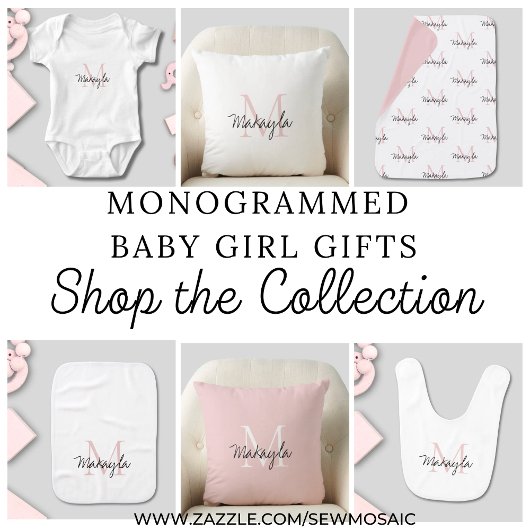 Blush Pink Script-monogram Kussen