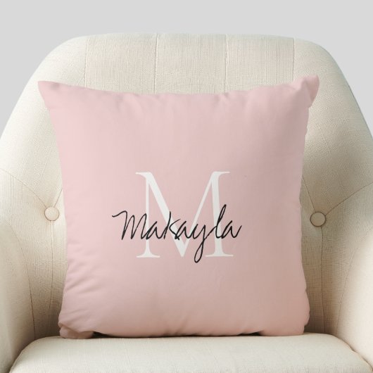 Blush Pink Script-monogram Kussen
