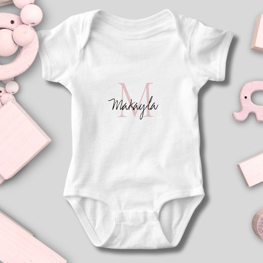 Blush Pink Script-monogram Romper