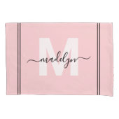 Blush Pink Script Naam Monogram Kussensloop (Voorkant-Links)