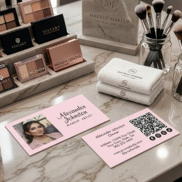 Blush Pink Script ocial Icon QR Code Photo Makeup Visitekaartje