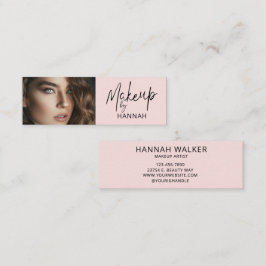 Blush Pink Script Photo Makeup Mini Visitekaartje