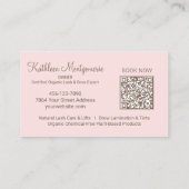 Blush Pink Script Photo QR Code Lashes and Brows Visitekaartje (Achterkant)