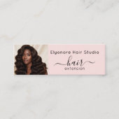Blush Pink Script Photo QR Social Hair Extension Mini Visitekaartje (Voorkant)