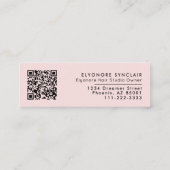 Blush Pink Script Photo QR Social Hair Extension Mini Visitekaartje (Achterkant)