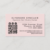 Blush Pink Script Photo QR Social Hair Extension Visitekaartje (Achterkant)