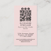 Blush Pink Script Photo QR Social Hair Extension Visitekaartje (Achterkant)