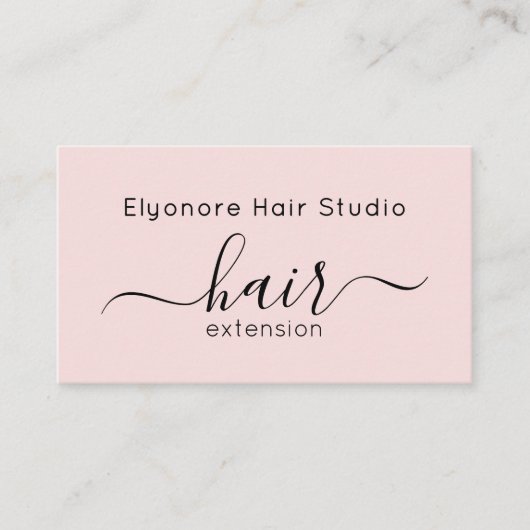 Blush Pink Script QR Code Hair Extension Visitekaartje (Voorkant)