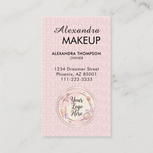 Blush Pink Script QR Code Photo Makeup Visitekaartje (Achterkant)