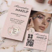 Blush Pink Script QR Code Photo Makeup Visitekaartje