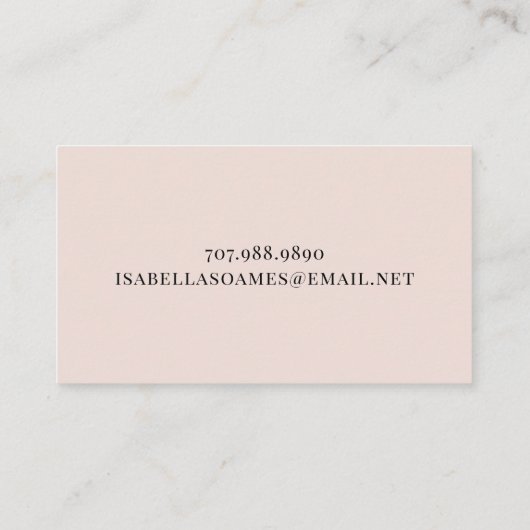 Blush Pink Script Signature Calling Card Visitekaartje (Achterkant)